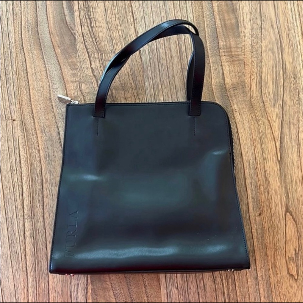 Furla Black Leather Top-Handle Tote